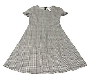 NWT GAP Black White Plaid Fit & Flare Dress Women’s Size 4